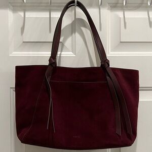 Fossil Burgundy Suede Tote Bag